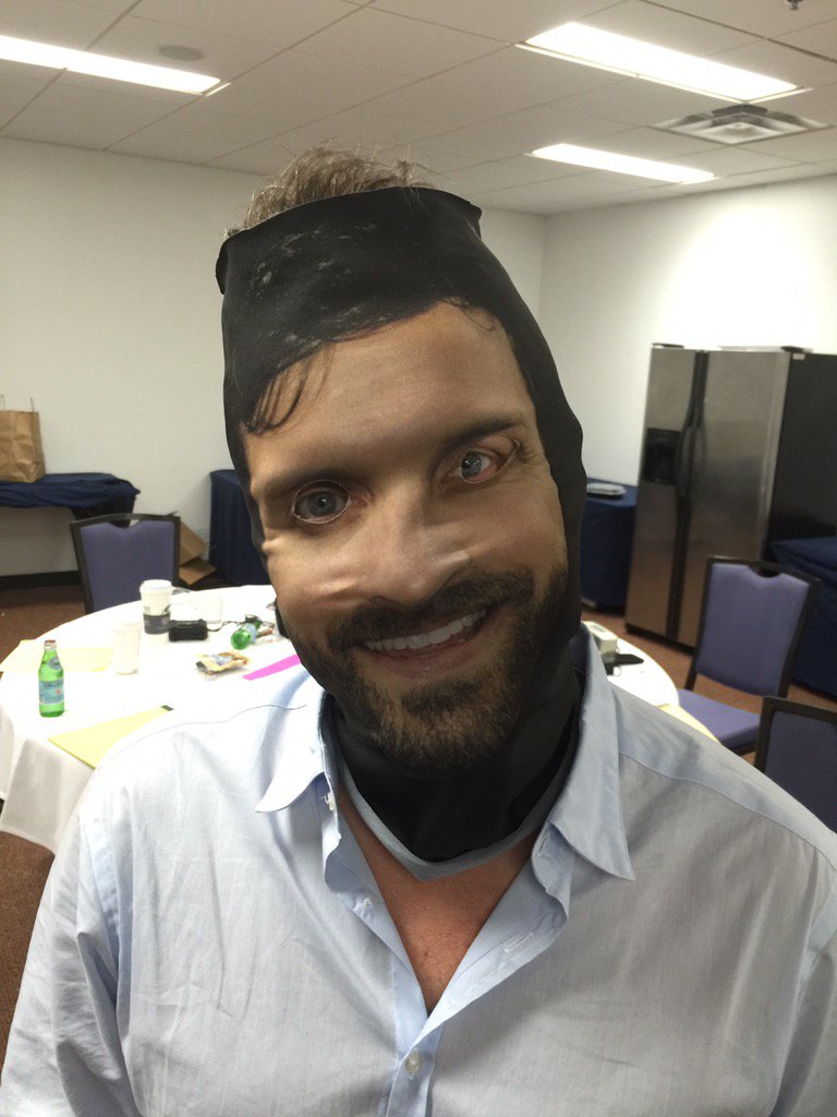jasonmanns's tweet photo. Good news for those that were asking, @RobBenedict has his beard back. Bad news... Somethings a bit off... https://t.co/I5I0nYzpD4