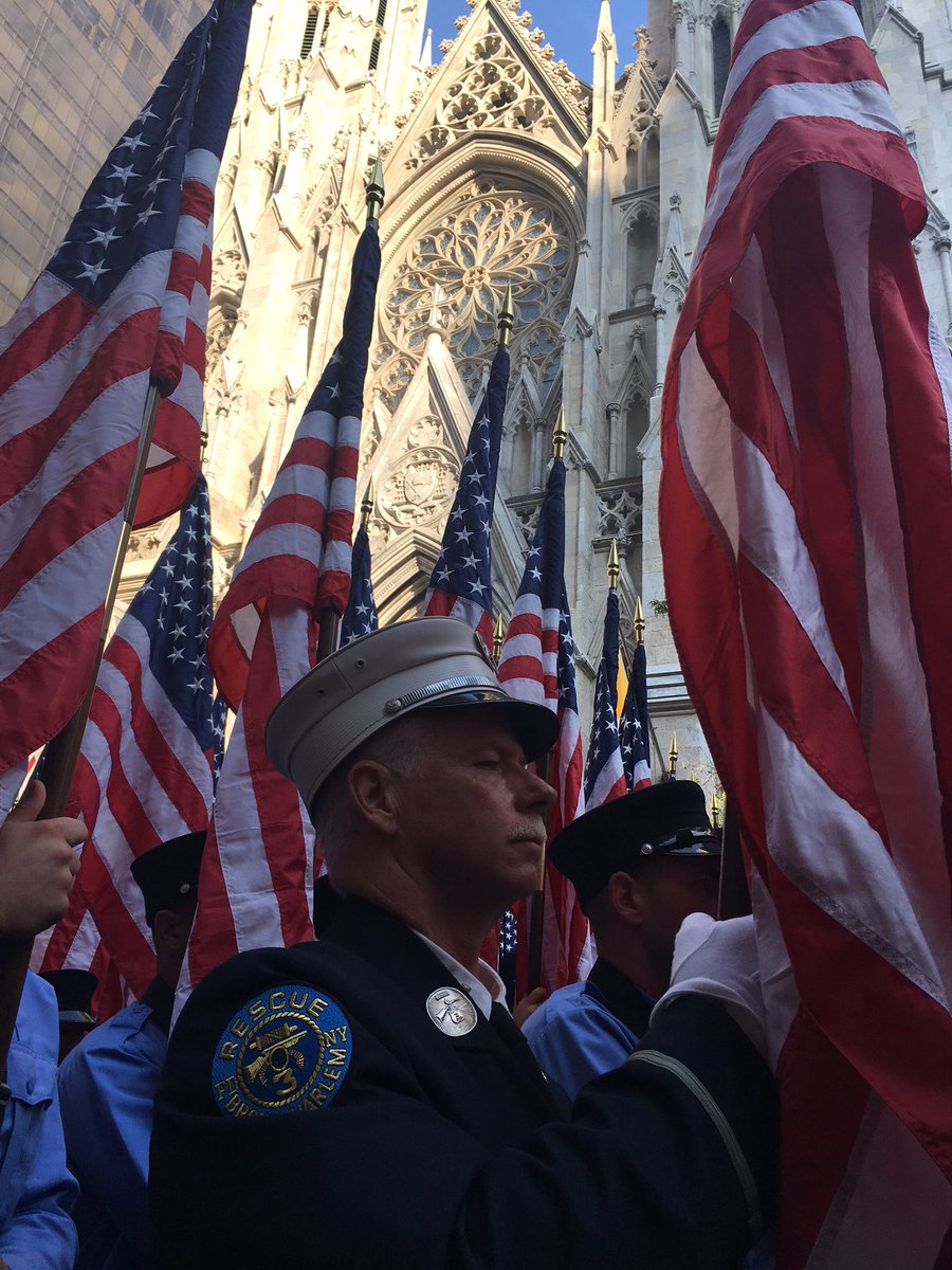 FDNY's tweet photo. Watch the #FDNY Sept 11 15th Anniversary Memorial Service in full at https://t.co/RT9eDQ7lXR #NeverForget https://t.co/n6BiQbt0lz