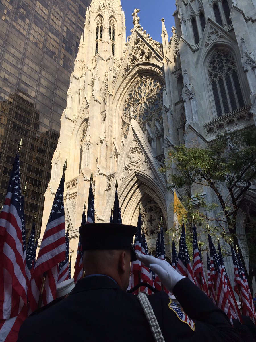 FDNY's tweet photo. Watch the #FDNY Sept 11 15th Anniversary Memorial Service in full at https://t.co/RT9eDQ7lXR #NeverForget https://t.co/n6BiQbt0lz