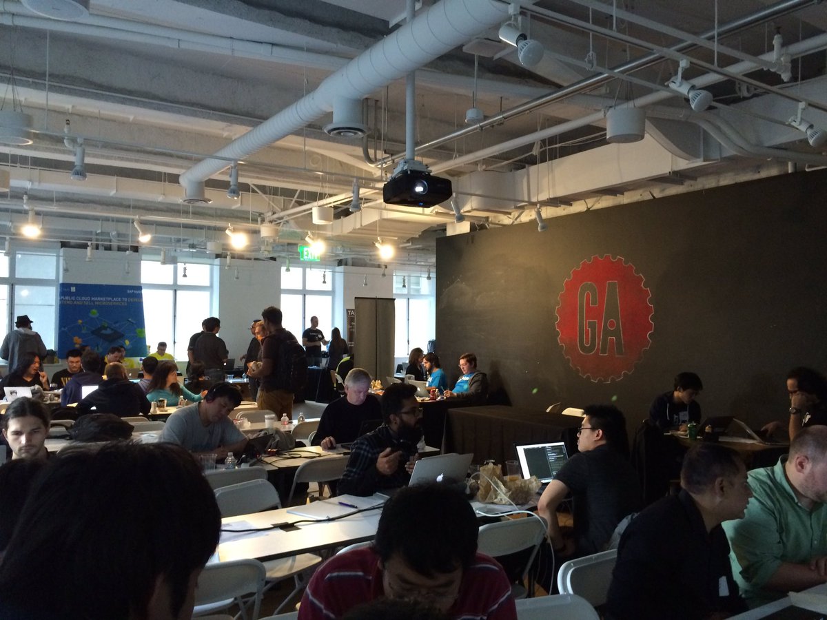 tylernappy's tweet photo. .@APIworld #Integrate16 hackathon - @GA_SF @GA #APIWorld16 https://t.co/QN2cOnIBMf