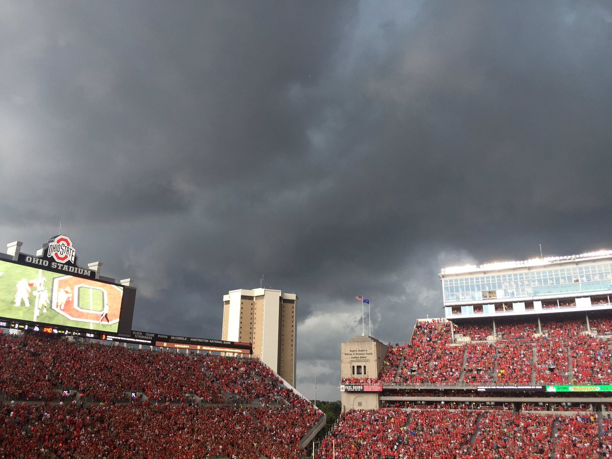 skaggs14's tweet photo. It's getting dark in #theshoe. I think we are going to get wet. #wetshoe #gobucks https://t.co/59wCosxM4G