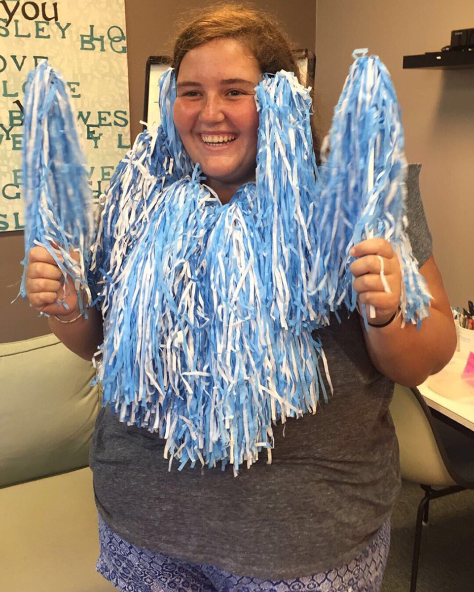unc_wesley's tweet photo. Someone's ready for the viewing party tonight! Come to the Loft at 7 for a night full of food and fun! 🏈💙 https://t.co/xHDBkabBey