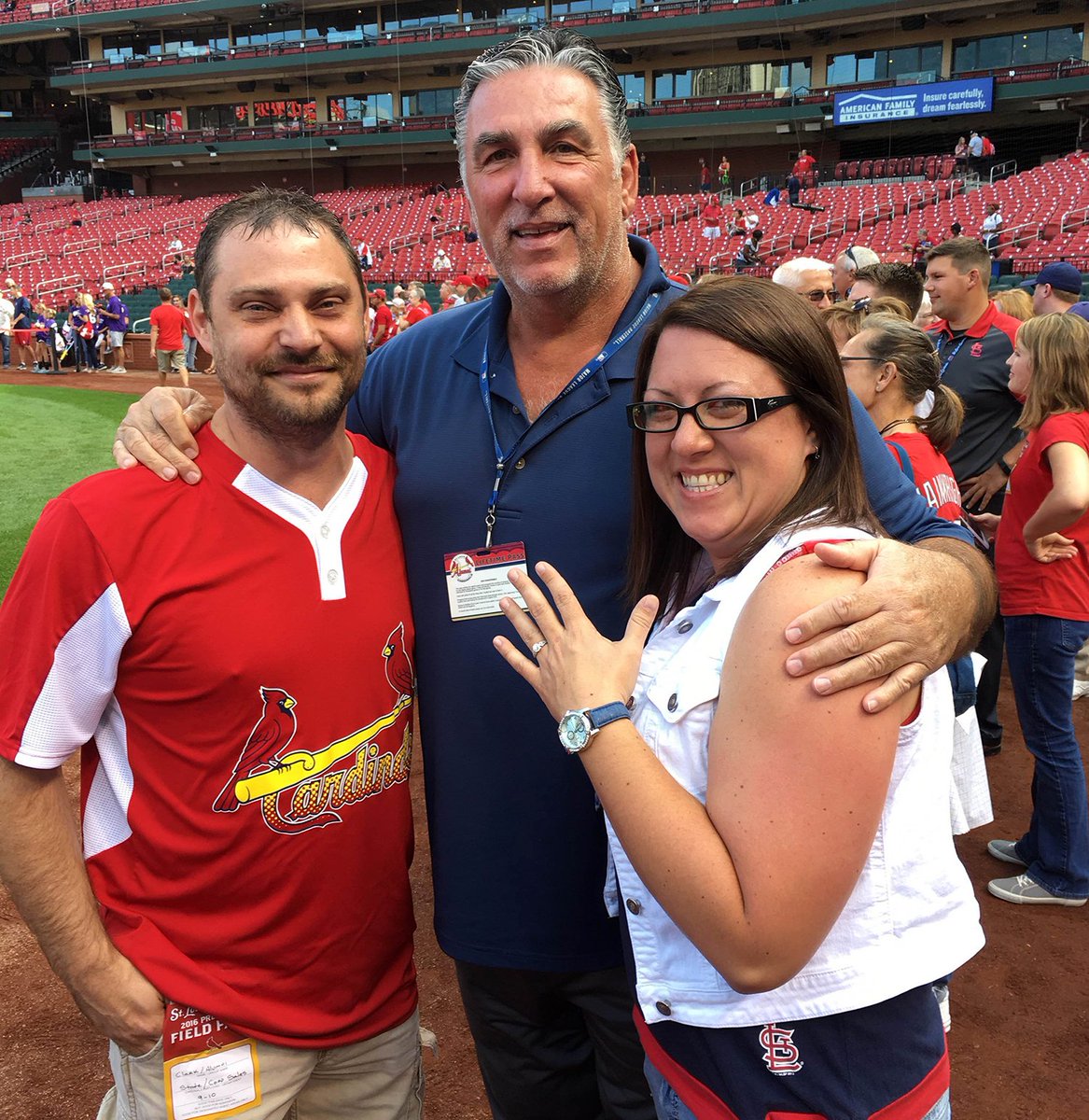 St. Louis Cardinals on X: Hermann, MO natives Tom & Randi got engaged  at #CardsPhotoDay with help from former #STLCards slugger Jack Clark.   / X