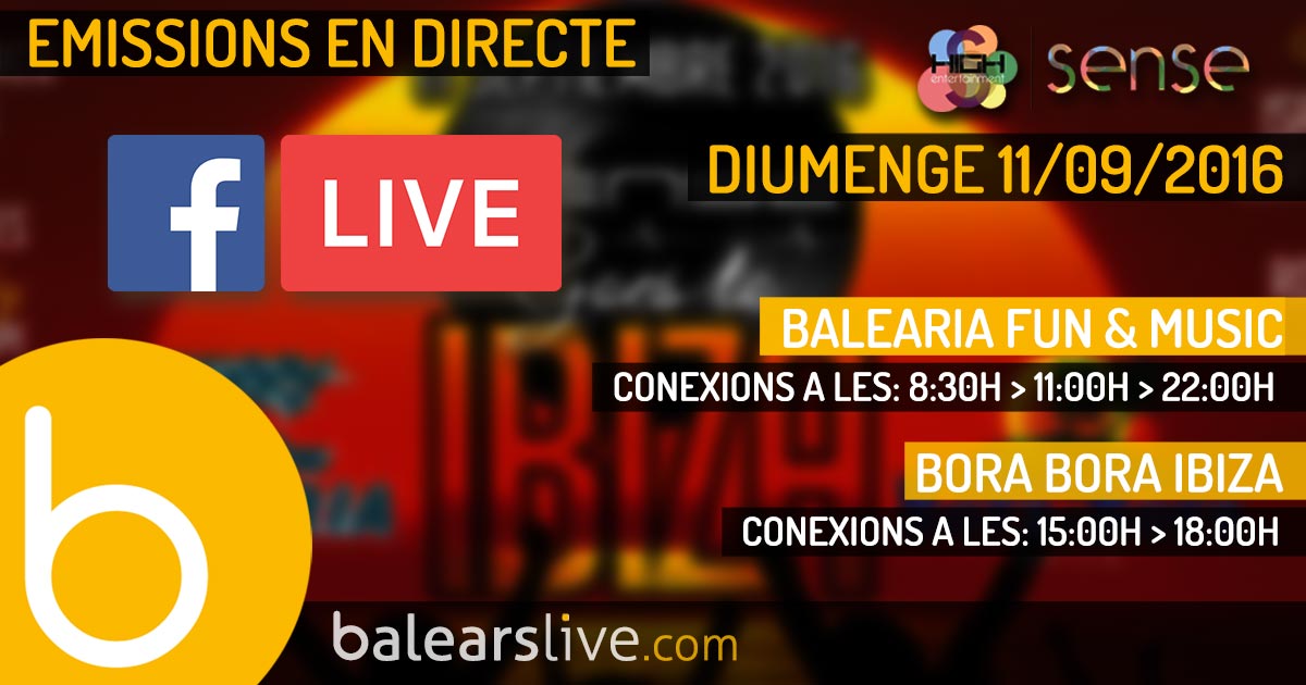 balearslive's tweet photo. Avui en #directe per #Facebook #Live SENSE GOES TO IBIZA!
Conexions des del vaixell de @Balearia i @BORABORAIBIZA https://t.co/EGz3OMSG12