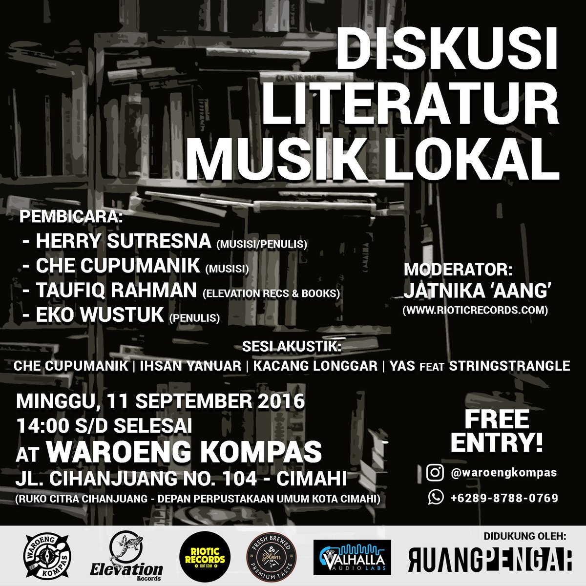 Nyirrrr... pembicaranya badass semua <a href="/cheCUPUMANIK/">Che Cupumanik</a> <a href="/lord_kobra/">Morgue Vanguard</a> <a href="/Elevation77/">Elevation Records</a>. Wajib hadir ini...