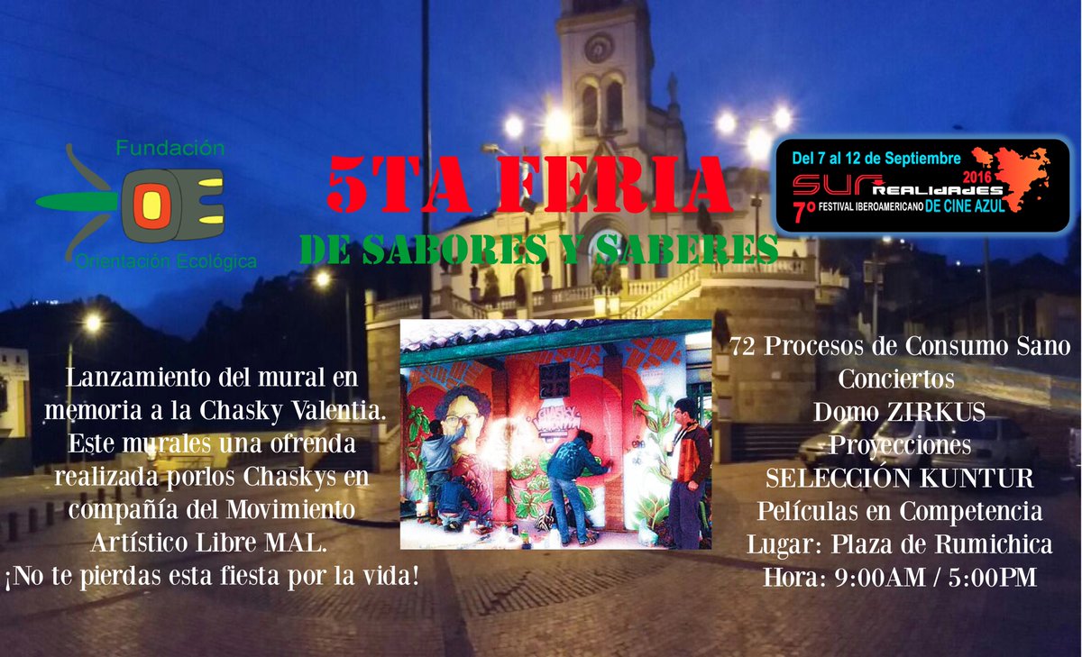 5ta Feria de Sabores y Saberes
Conciertos 
Domo ZIRKUS
SELECCIÓN KUNTUR
Lanzamiento del mural de la Chasky Valentia