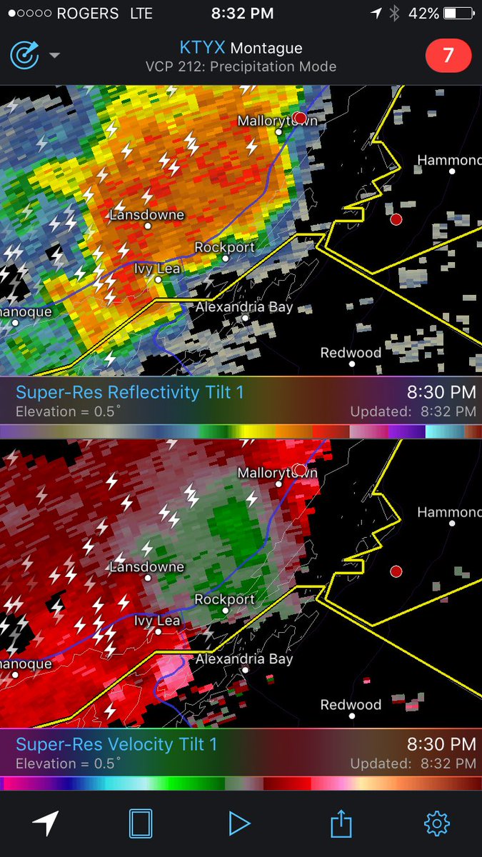 StormhunterTWN's tweet photo. Take cover of if you live near Rockport, ON to Brockville, ON  #onstorm strong rotation @jwhittalTWN @weathernetwork https://t.co/6dDKj2oO4A