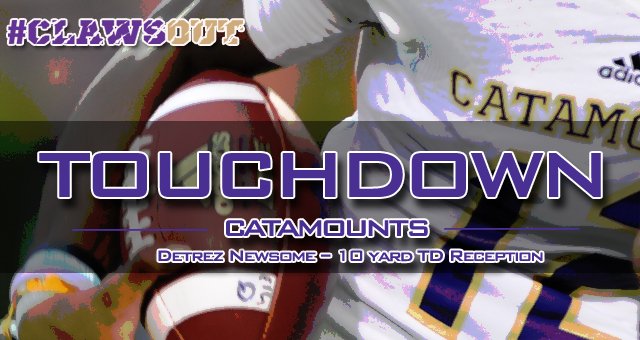 Catamounts's tweet photo. TOUCHDOWN @WCU_FB D. Newsome 10 yd. TD reception. Newsome's 2nd TD of game. WCU leads @GWUFootball 37-14. #ClawsOut https://t.co/k6TIDxq8wV