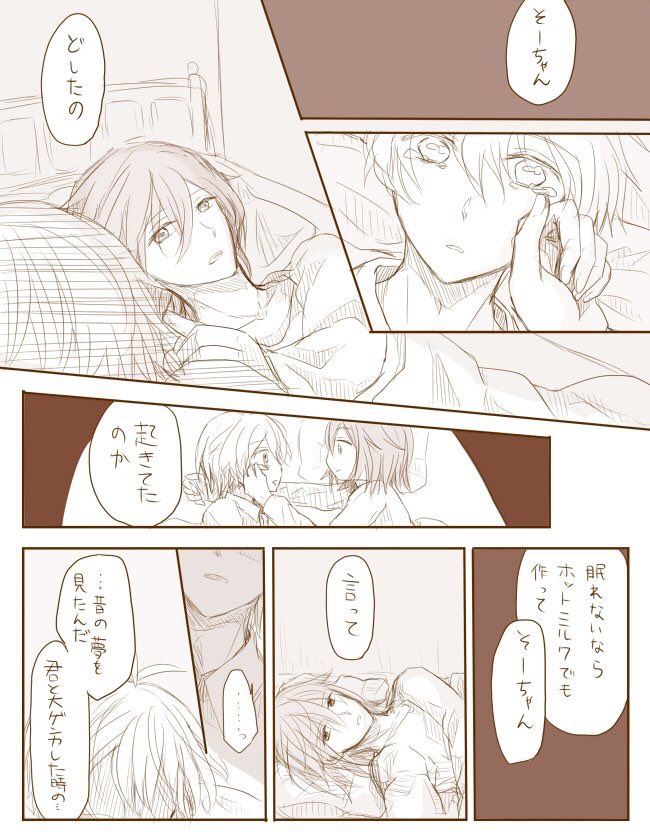 ハッピーエンドから数年後のとある1日 #環壮版深夜の真剣60分一本勝負 〇年後
遅刻参加すみません…それから数年後の歳をとった環壮と今の環壮の描きわけなんてできませんでしたお疲れ様でした…