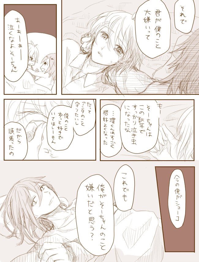 ハッピーエンドから数年後のとある1日 #環壮版深夜の真剣60分一本勝負 〇年後
遅刻参加すみません…それから数年後の歳をとった環壮と今の環壮の描きわけなんてできませんでしたお疲れ様でした…