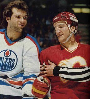 NHLFlames's tweet photo. We wonder if Dave Semenko sent Tim Hunter a birthday card? Happy b-day to one of the toughest guys to play the game! https://t.co/54Rr61hD9r