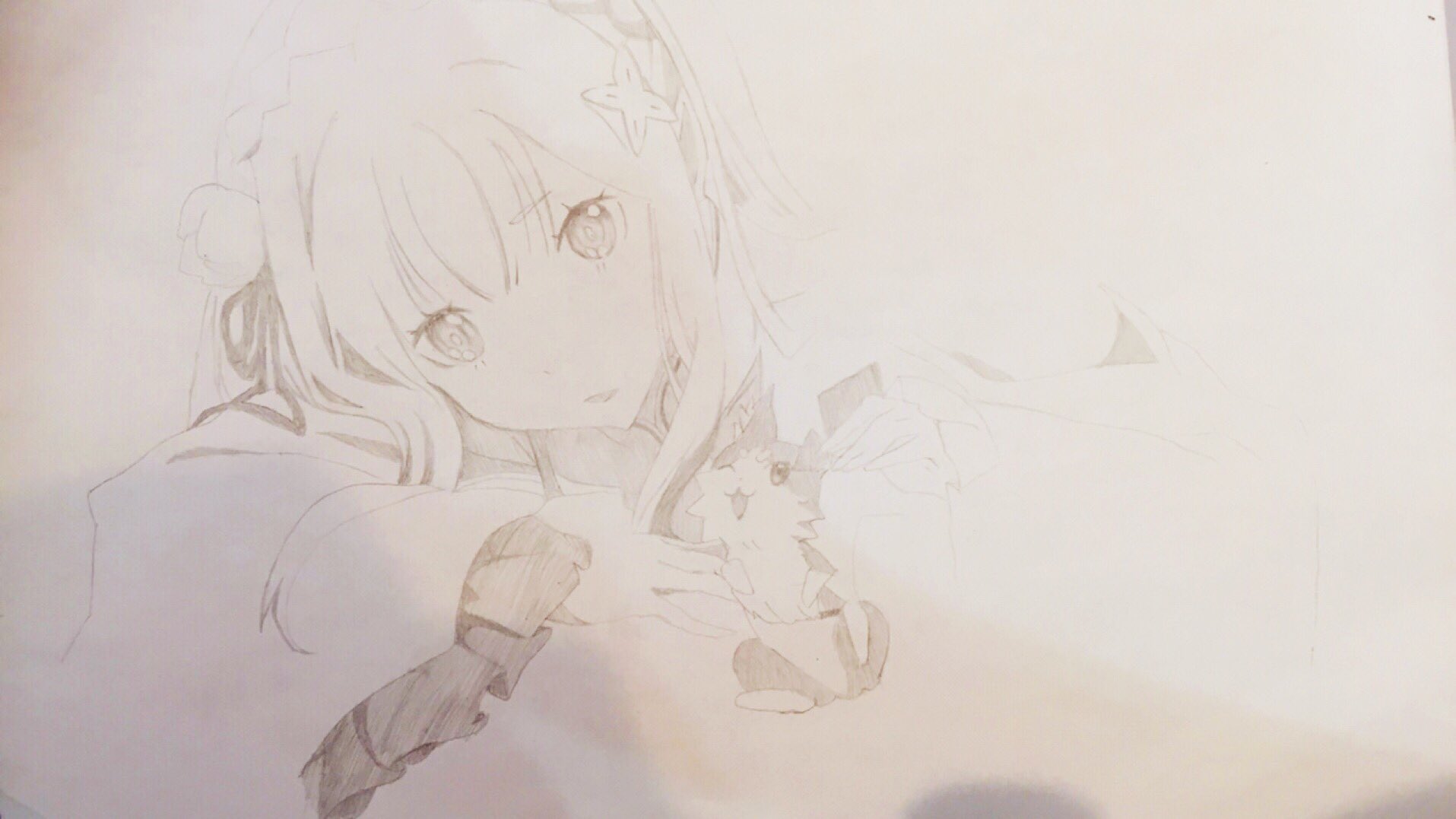 糸色 望 絵垢 エミリアシャーペン画途中 ごっつり模写 この描き方疲れるーーーー イラスト基地 T Co Ohal7updob Twitter