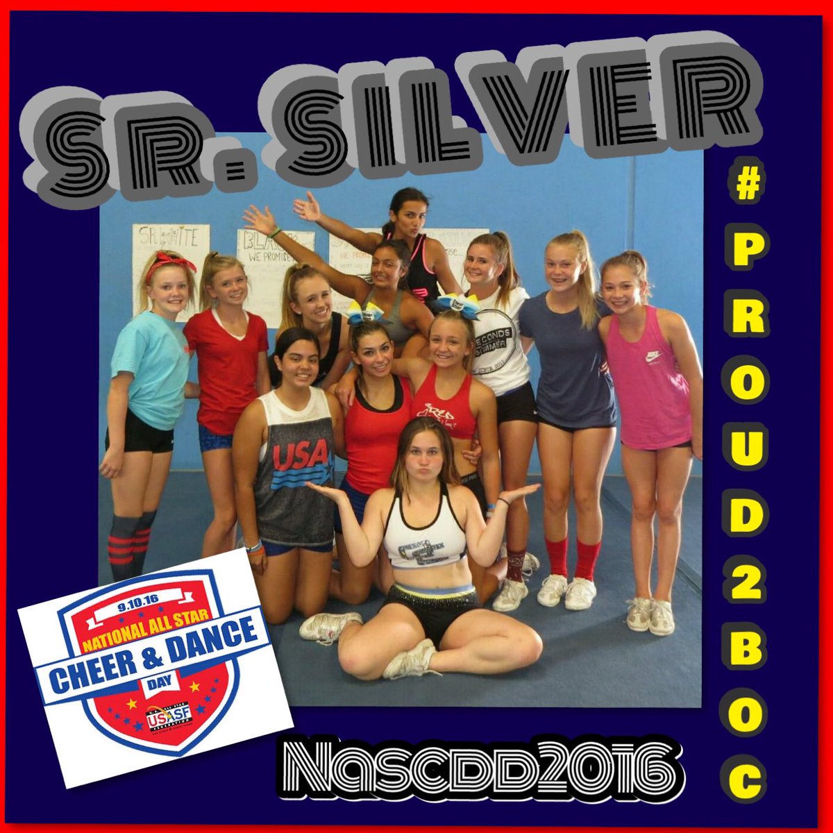 OCAllStars_'s tweet photo. Happy National All Star Cheer and Dance Day from OC Sr. SILVER #S4 #nascdd2016 #proud2bOC #bigyellowbow @USASFcheer https://t.co/grfLytht0T
