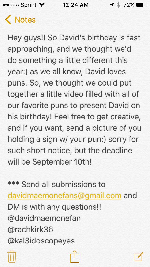 DavidMaemoneFan's tweet photo. Last call for submissions!! We'll be putting it together real quick in the morning, so send things in!! https://t.co/kwroOVONl1