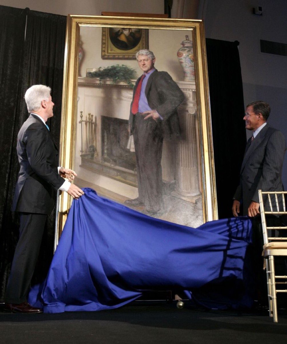 @HillaryClinton Only 6 Ft Painting I Know of is #BillClinton #WhiteHousePortrait Holding #MonicaLewinskis #BlueDress