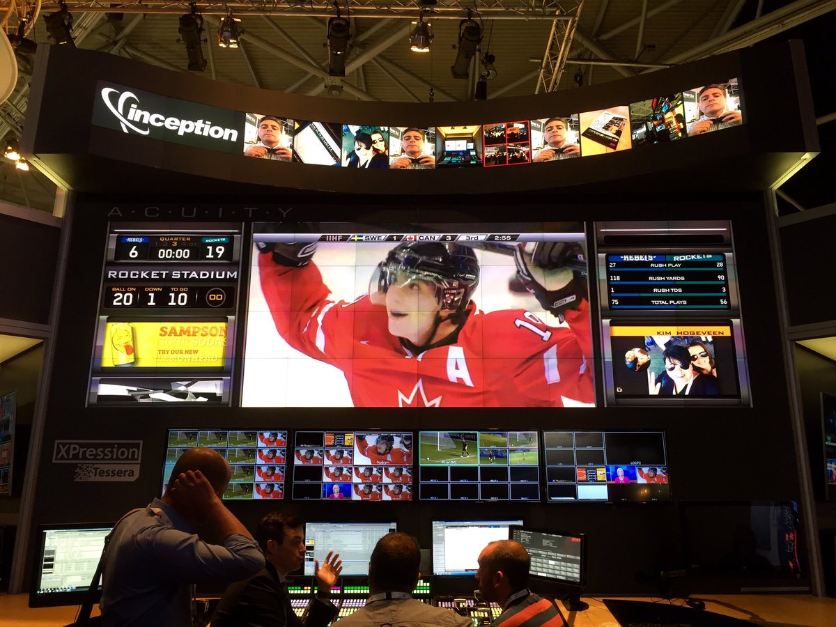 kim_hogeveen's tweet photo. Our tweet made the big screen! @sararosebell #SportsSolution #RossIBC16 https://t.co/rB14uABN63