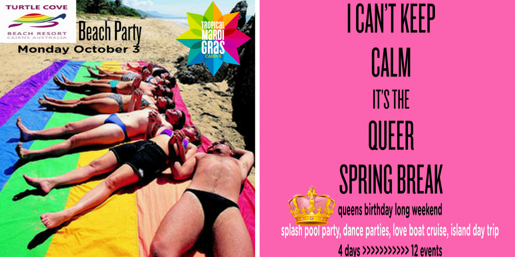 Turtle Cove Beach Party > Queer Spring Break > Cairns >  Oct 3 > tropicalmardigras.org