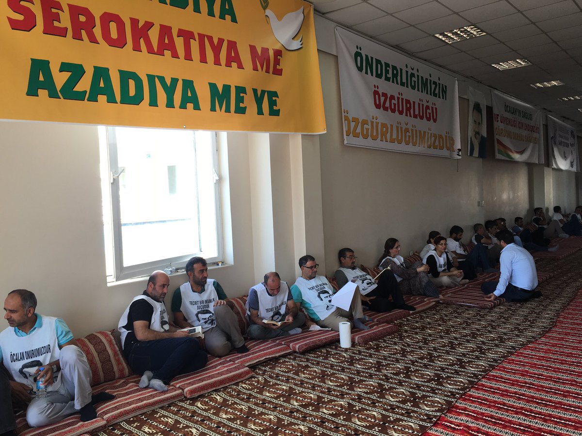 Freedom4HDP's tweet photo. #KurdishHungerStrikeDay7 Hundreds continue visiting hunger strike this morning. Greetings to you all! #TwitterKurds https://t.co/J9GgOSm2kO