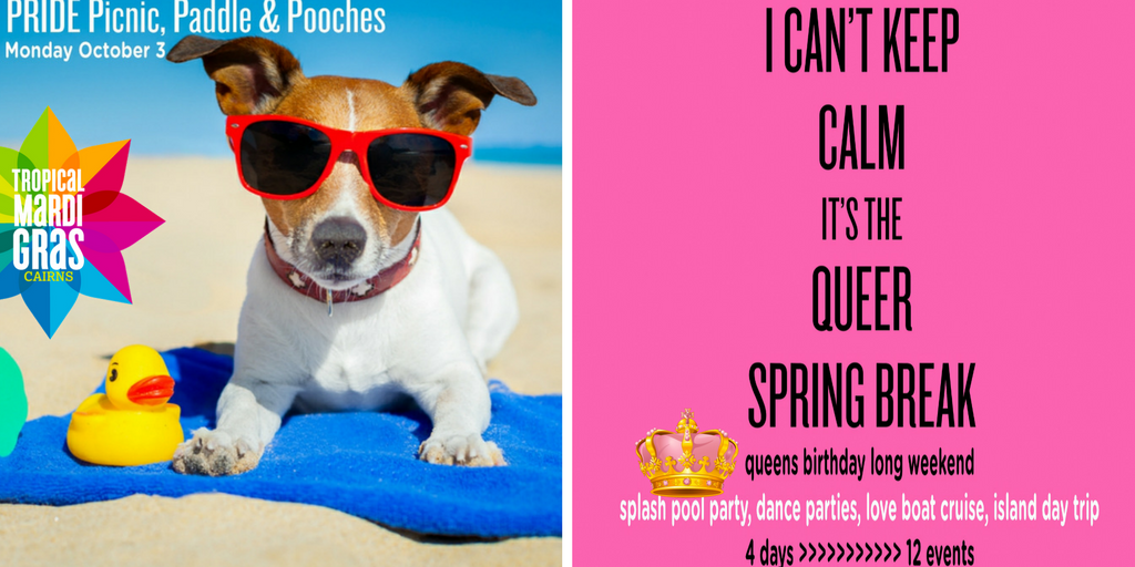 PRIDE Picnic Paddle &amp; Pooches > Queer Spring Break > Cairns > Oct 3 > tropicalmardigras.org #tmg #queerspringbreak