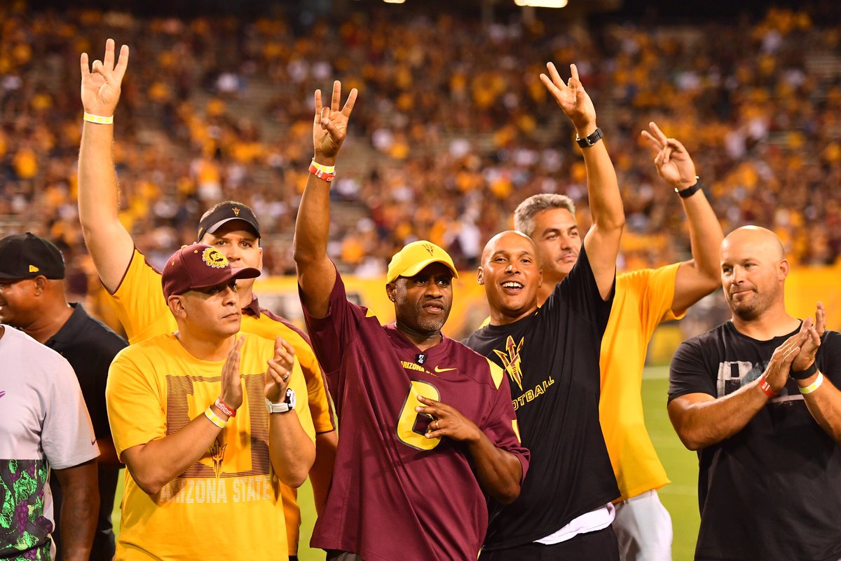 ASUFootball's tweet photo. The 1997 Rose Bowl team with Pat here in spirit! #SunDevilLegends #PT42 https://t.co/3bcSEKYRFK