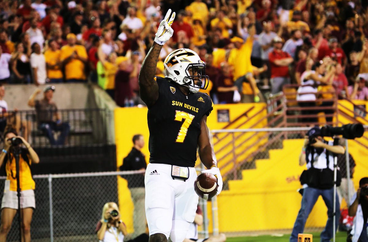 Blaze_Sports's tweet photo. Your Arizona State single-game TD record holder, Kalen Ballage (6 total TD’s) #TTUvsASU (photo: @bradyklain) https://t.co/pLLXip5fZq