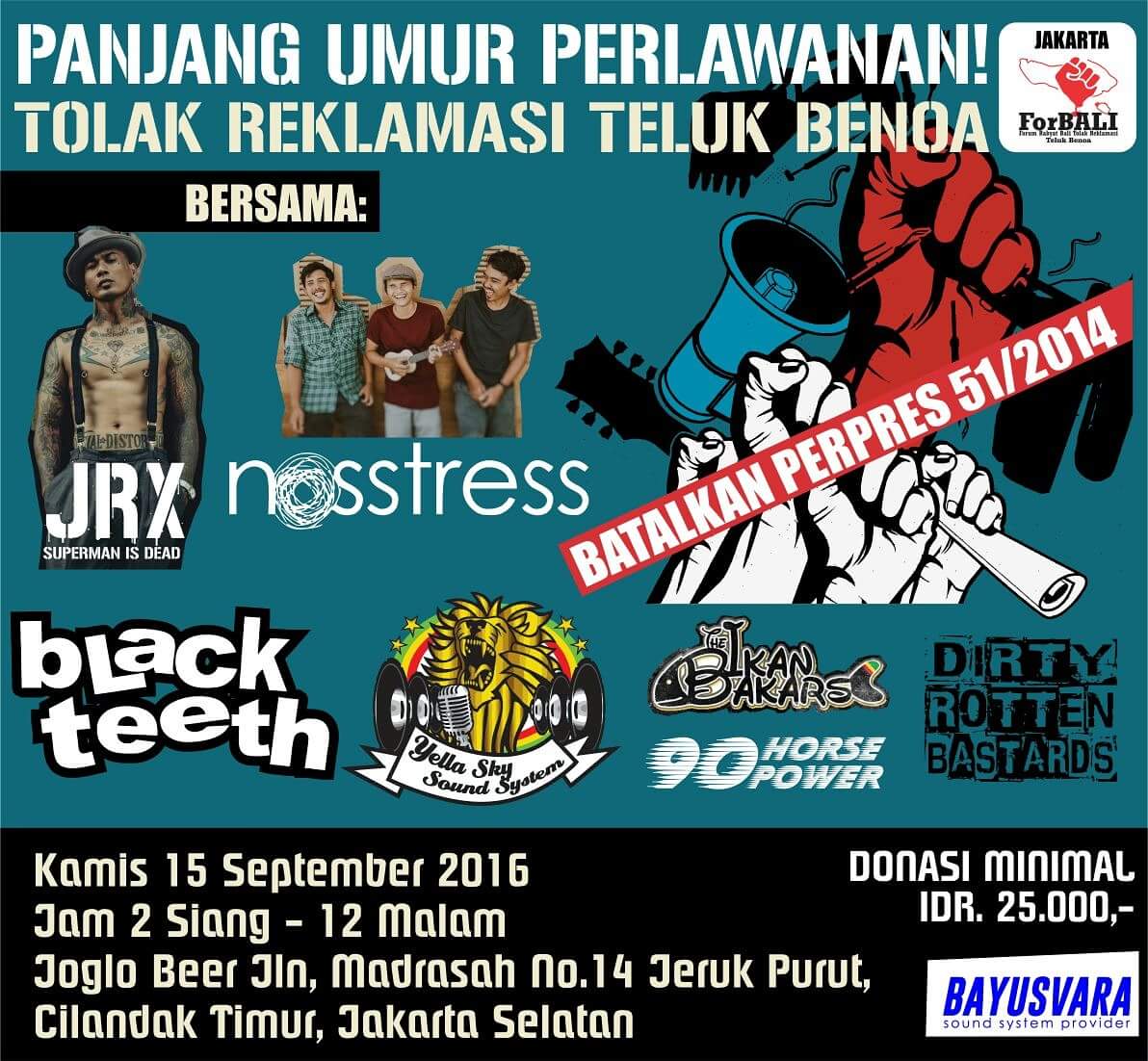DEPOKKRCITY's tweet image. #SupportMusic #RespectAndUnity Jakarta @ForBALI13 at @joglobeer @nosstres @blackteethindo @JRX_SID ✊✊✊