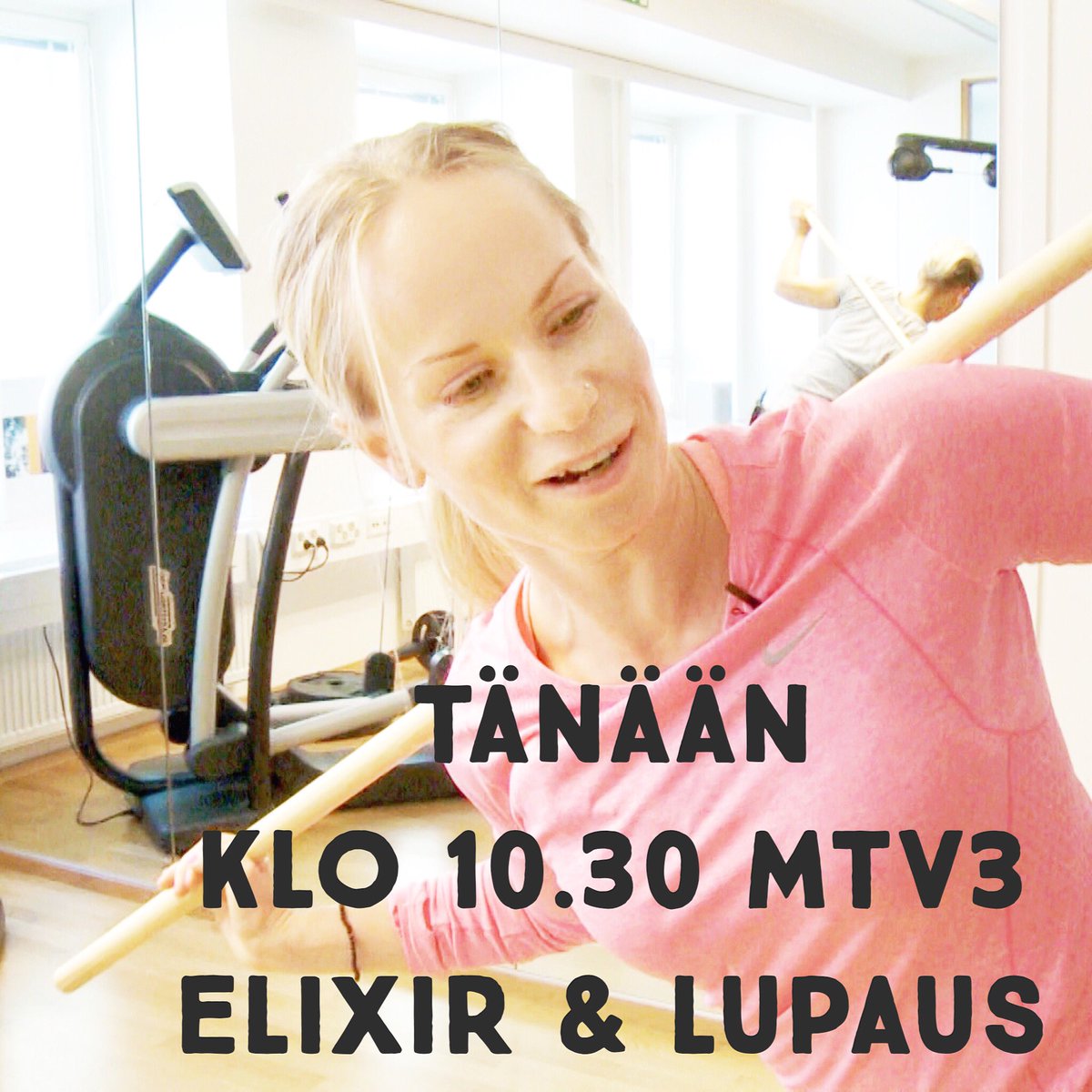 riinalaaksonen's tweet photo. Jännää!! Tunnin päästä telkkarissa! #MTVElixir #hyvinvointi #uusitaso #boom https://t.co/izAk9V20AX