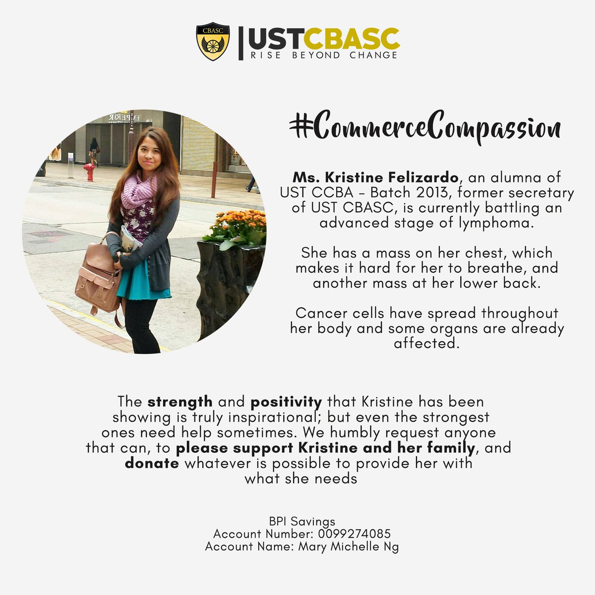 USTCBASC's tweet photo. #CommerceCompassion
Help us spread this for a friend who is bravely fighting cancer.

https://t.co/Sl82xErdYb https://t.co/NoQyFTLAJN