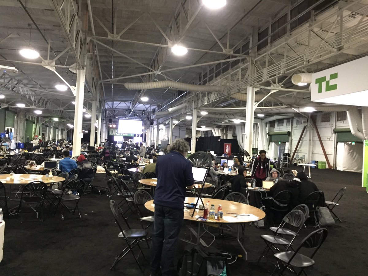 gurmukh's tweet photo. #HackDisrupt @PacHackathon #TCDisrupt A little over 3 hours to go https://t.co/TzLR209odp