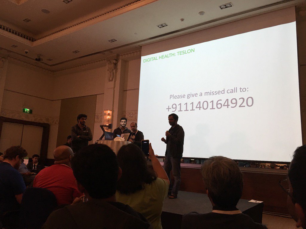 Team #teslon presenting at #seqhack Give missed call on the screen to vote for them