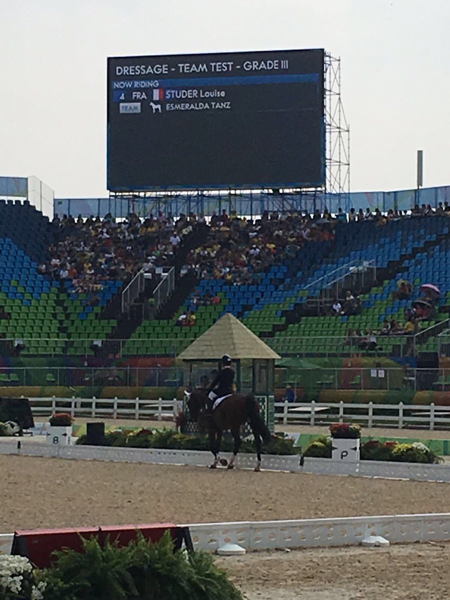 FFEquitation's tweet photo. #ObjectifRio #Paralympics #AllezLesBleus #TeamTest #Grade3 Louise Studer & Esmeralda Tanz obtiennent 67,763pts🇫🇷🇫🇷🇫🇷 https://t.co/846yHKewul