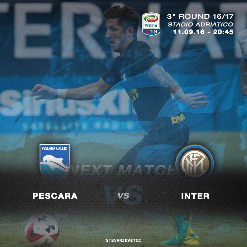sjovetic's tweet photo. #MatchDay @PescaraCalcio vs @Inter @SerieA_TIM https://t.co/65ztuftssm