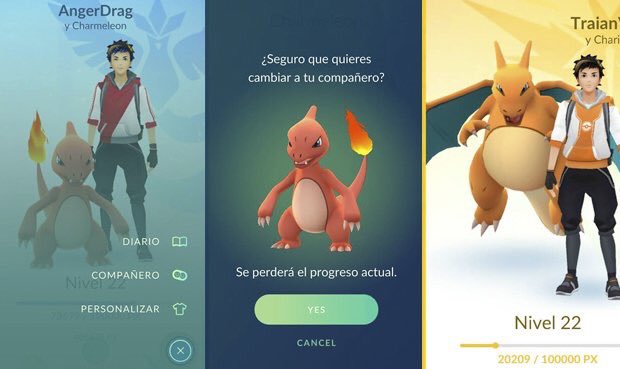 PokemonGo_MAD's tweet photo. Con la actualización tendréis que tener cuidado, al cambiar el compañero perderéis el progreso del primero https://t.co/eVZD2v8LiA