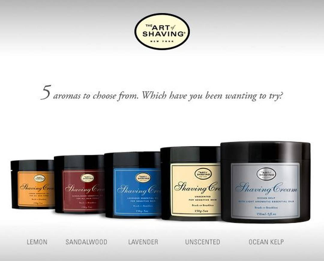 artofshavingME's tweet photo. We have 5 main aroma choices in our shaving line: Unscented, Lavender, Sandalwood, Lemon &amp; Ocean Kelp. #Parisgallery https://t.co/9KvuP0NLIa