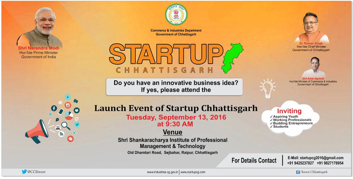 At Startup Chhattisgarh,  state action plan for promoting startups will be launched.