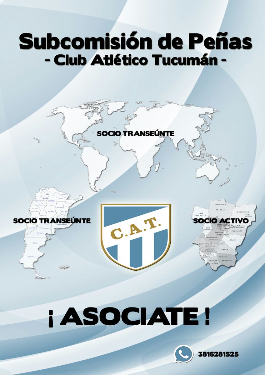 AtleticoTucSCP's tweet photo. Atlético Tucumán es gigante por su gente.. Comunicate con nosotros y arma tu PEÑA desde cualquier lugar del MUNDO!! https://t.co/1kR4CuNBPE