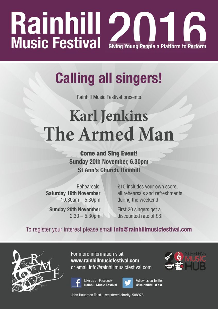 COME AND SING; THE ARMED MAN!
Sat 19/11+ Sun 20/11 at St. Ann's Rainhill
A fun weekend for singers of any level!