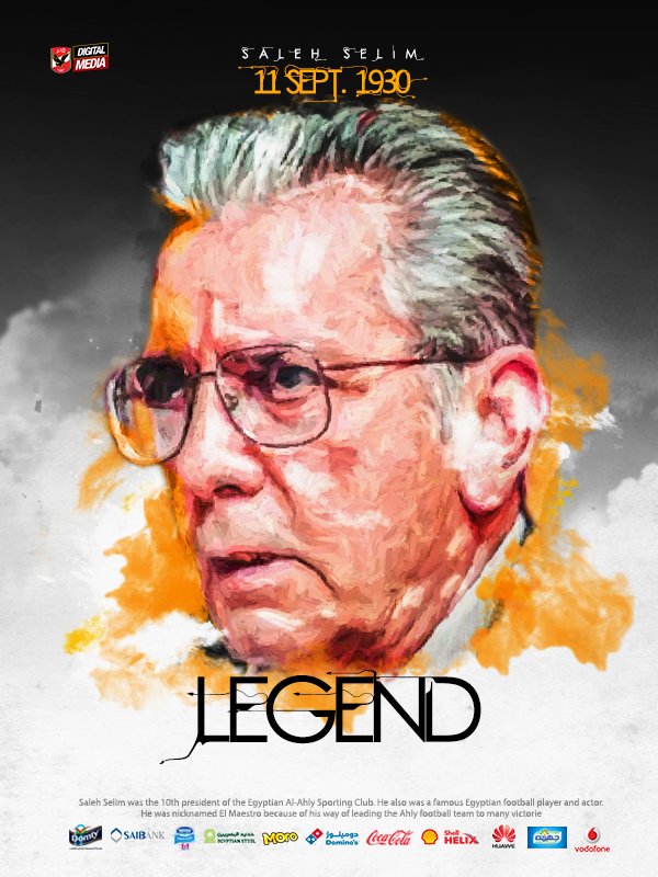 AlAhly's tweet photo. اليوم هو ذكري ميلاد المايسترو #صالح_سليم الـ ٨٦ .. أسطوره يحترمها الجميع وسيتوارث سيرتها أجيال بعد أجيال. https://t.co/Iu3DvuwFlW