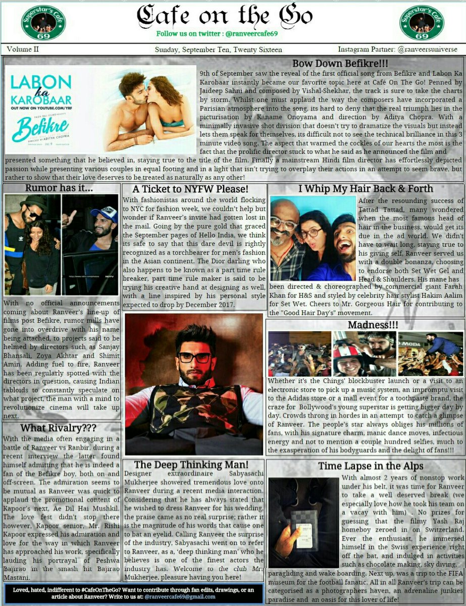 ranveercafe69's tweet photo. This month's issue of #CafeOnTheGo is out!
Enjoy your copy! ❤️ https://t.co/7yxyc9NHqG