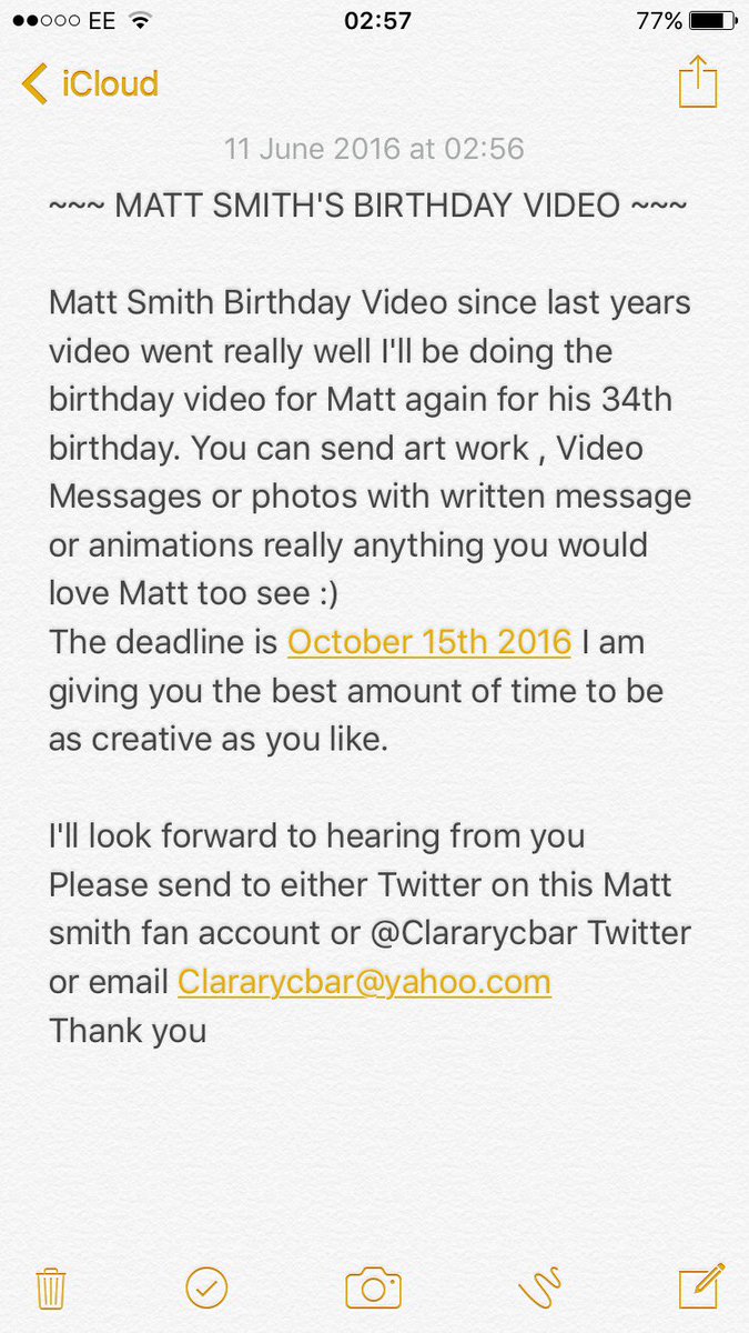 mattsmithisabae's tweet photo. Reminder Everyone Calling all fans #Mattsmith #MattSmithBirthdayVideo (( Please RT )) https://t.co/RhEmWq3WGs