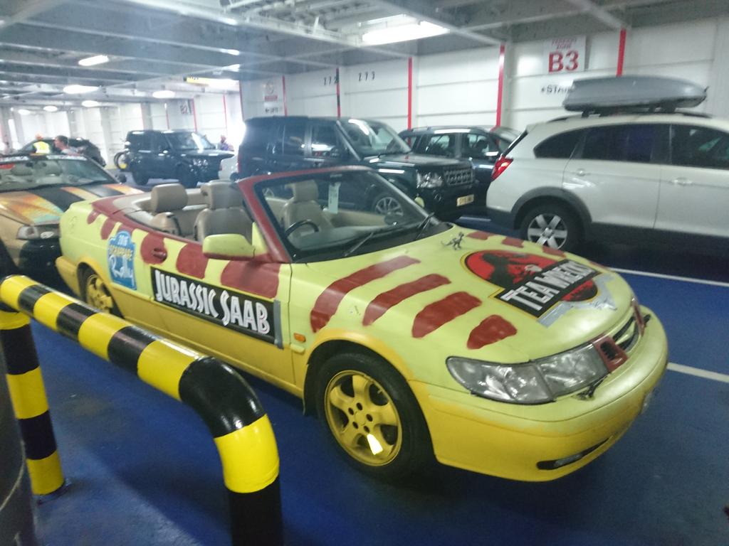 weChook's tweet photo. Made it all the way back to the ferry with #Rex intact #decor @Scraprally #jurassicsaab #velocikraptor #mitchellbros https://t.co/swBBh826kc