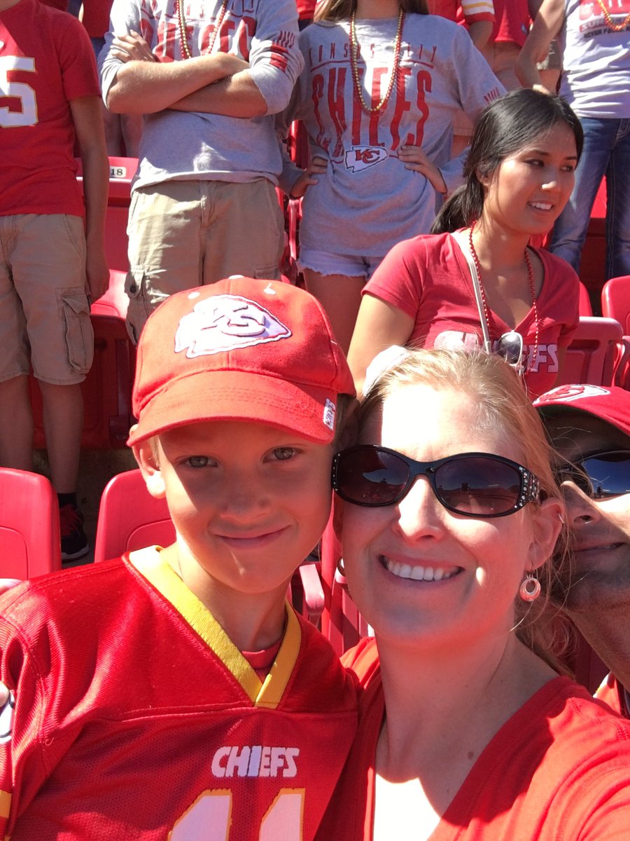 andreadcook's tweet photo. Tayden's 1st Chiefs game!! #ChiefsKingdom https://t.co/R7OYd9T5Zy