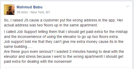 InsidePostmates's tweet photo. #Postmates like @embeebish are why u can't get to Support Anymore. Seriously, dude? #ManUP @Basti @aprilolanoff https://t.co/YTXS7igKBE