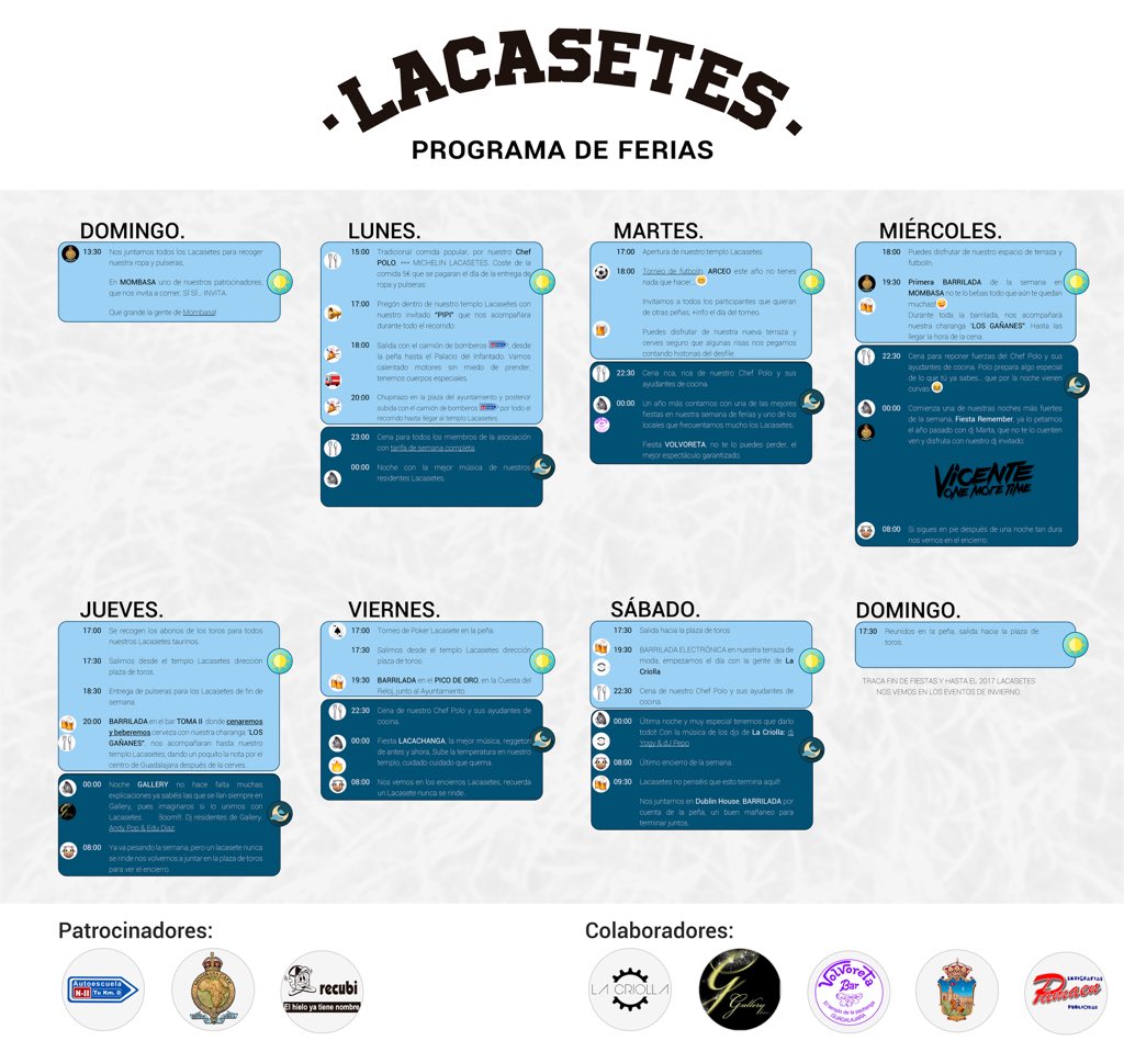 LACASETES's tweet photo. HORARIO DE LA SEMANA! https://t.co/JdxKKrfLNo
