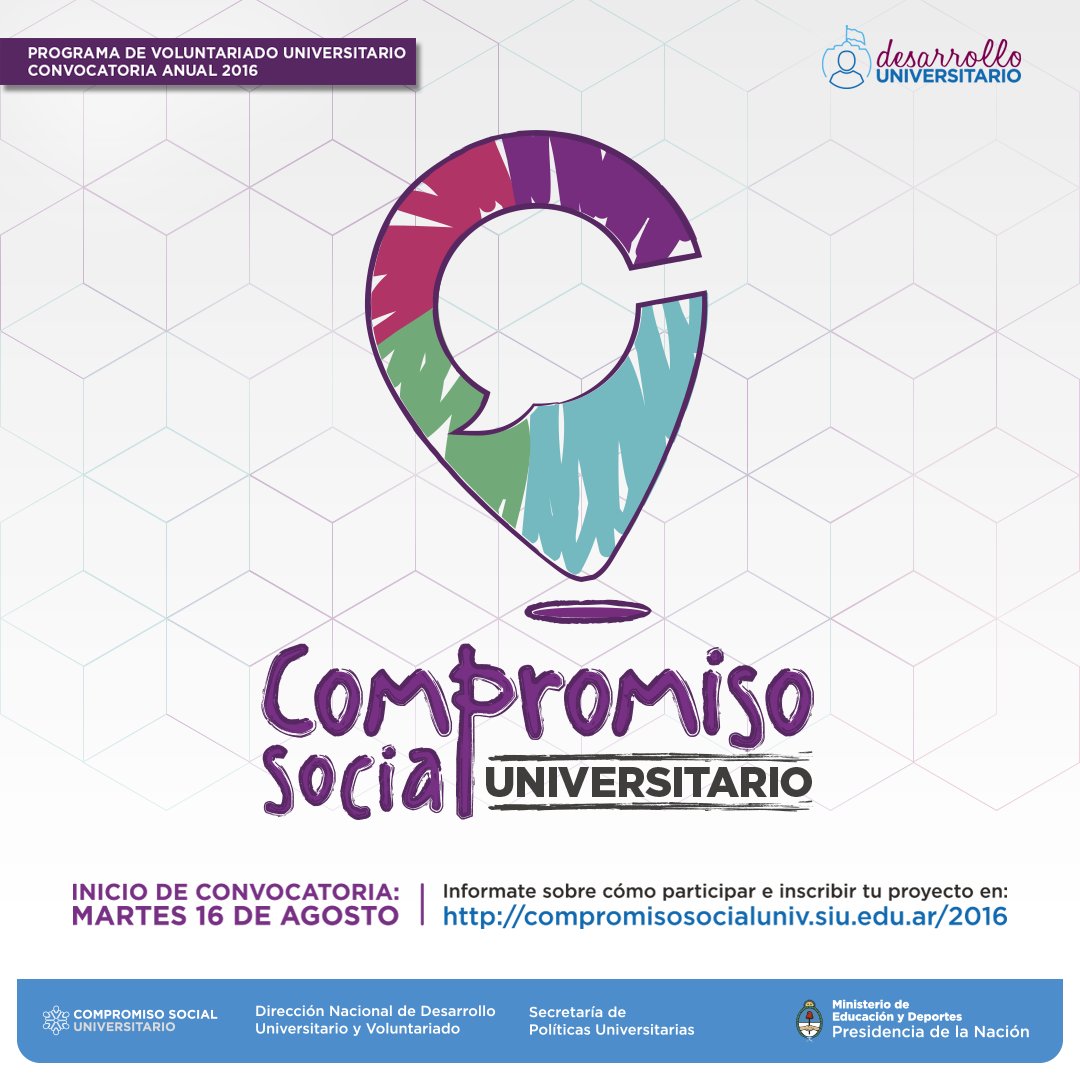 torneojuar's tweet photo. #Convocatorias | #CSU2016 | Compromiso Social Universitario
Hasta el 30/9
+ info https://t.co/g6YRT3TkDN https://t.co/PWuDTZTJKV