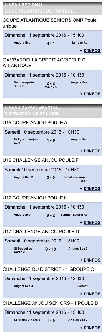 angers_sca's tweet photo. Résultats du week-end !!
Week-end parfait !!
Petit point noir la défaite des Séniors B https://t.co/pVdo00yya2