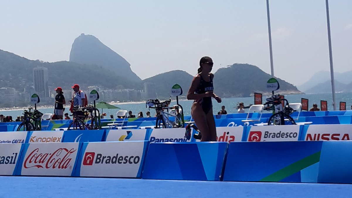 Grace has taken the lead for PT4 women! #paratriathlon #Paralympics