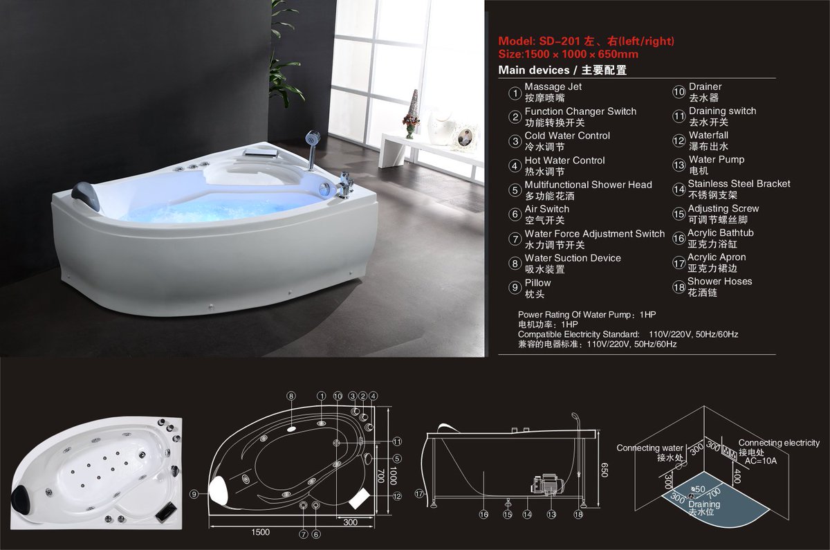 ShengNa_ware's tweet photo. ShengNa Massage Tub. SD-201~~  Price: $ 403.85/set   #bath  #steam #massage #shower #tub #sanitary @CovBathrooms https://t.co/17ENQ2372J