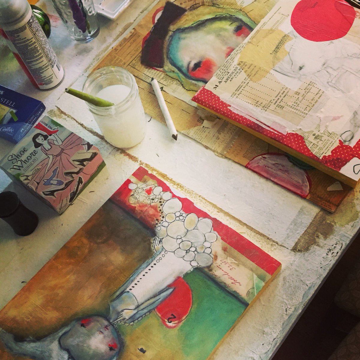 TruthAbtSocial's tweet photo. Been busy #mixedmedia #mixedmediaart #messmaking #art https://t.co/DxKTSSgVCn