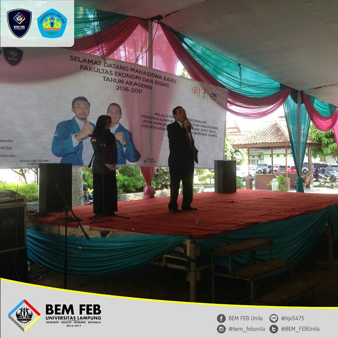 Sambutan serta pembukaan acara inagurasi oleh dekan feb unila, (Sabtu, 10 september 2016)